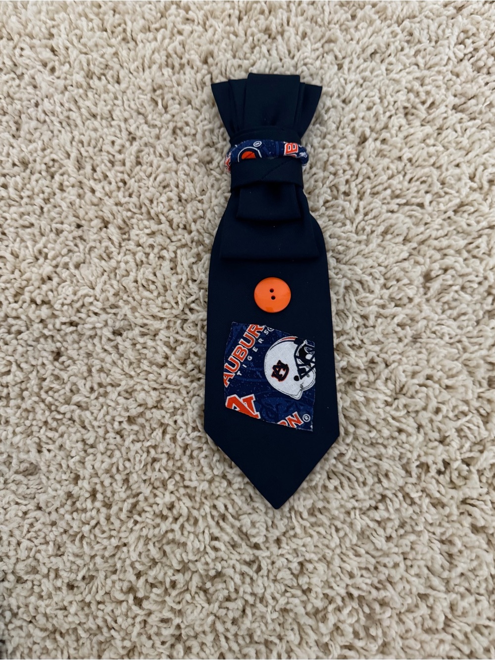 Black Women's Tie with Orange Button and Auburn Patch by